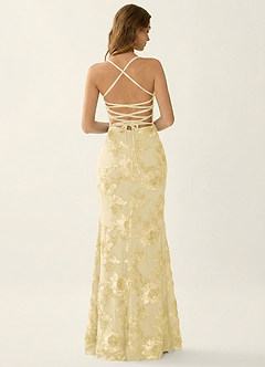 Kailani Lemon Sorbet 3D Flowers Corset Mermaid Lace Up Back Prom Dress image2
