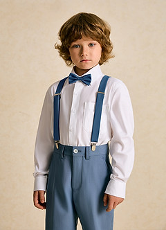 front Boy's Matching Matte Satin Bow Tie & Suspenders Set