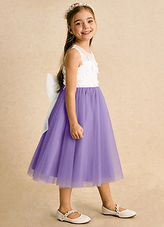 Azazie Lina Flower Girl Dresses Ivory Tahiti Ball-Gown Lace Dress image6