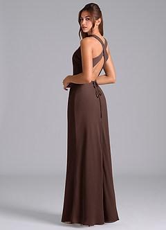 Azazie Evadne Bridesmaid Dresses Ganache Sheath Pleated Chiffon Dress image2