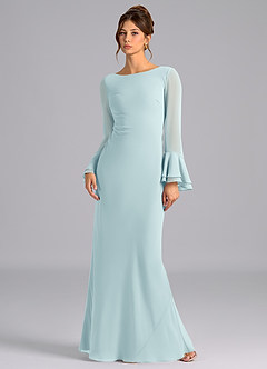 Azazie Leone Bridesmaid Dresses Sea Glass Mermaid Corset Chiffon Dress image1