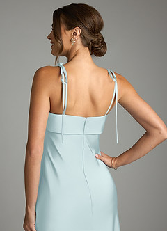 Azazie Ellia Bridesmaid Dresses Mist Sheath Bow Stretch Satin Dress image6