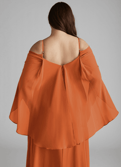 Azazie Cienna Bridesmaid Dresses Cinnamon A-Line Off the Shoulder Chiffon Dress image12