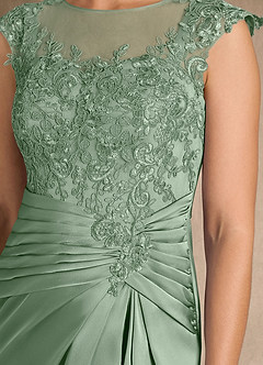 Azazie Santa Barbara vestidos de madre de la novia Vestido de Matcha de Satén Elástico de Recto con Plisado image9