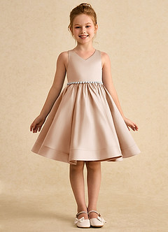 Azazie Julietta Robe Demoiselle D'honneur Fillette Robe Princesse en Tulle Convertible Rose Perle image9