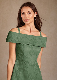Azazie Medford Kleider für die Brautmutter A-Linie Schulterfrei Blumen-Burnout Kleid Eukalyptus image7