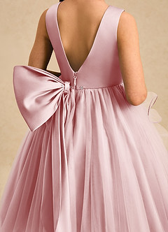 Azazie Savannah Flower Girl Dresses Powder Pink Ball-Gown Lace Tulle Dress image5