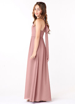 Azazie Jaylah Junior A-Linie Gestreift Chiffon Kleid Altrosa image1