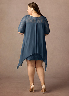 Azazie Flo Abiti per la Madre della Sposa Abito A-Line in Chiffon Pizzo Blu Nettuno image7