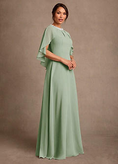Azazie Winnifred Mère de la mariée Robes Robe Trapèze en Mousseline de soie Perlé Vert Sauge image2