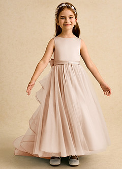 Azazie Lior Flower Girl Dresses English Rose Ball-Gown Pleated Tulle Dress image6