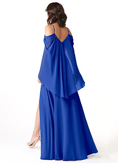 Azazie Cienna Vestidos de damas de honor Vestido de Azul Real de Gasa de Corte en A con Vestidos sin tirantes image5