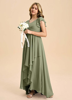 Azazie Caria Junior Pistachio A-Line Pleated Chiffon Dress image5