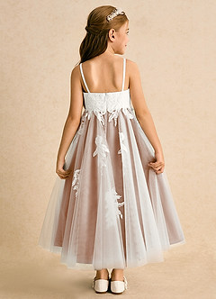 Azazie Coraline Sukienki dla dziewczynek sypiących kwiaty Linia A Koronka Sznurówka Długość kostki Sukienka image2