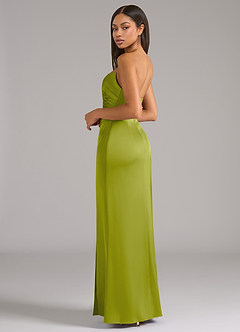 Azazie Marla Robes de demoiselle d'honneur Robe Fourreau Convertible en Satin extensible Bustier Citronnelle image5