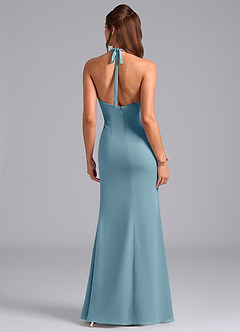 Azazie Valerie Bridesmaid Dresses Moody Blue Mermaid Pleated Chiffon Dress image6