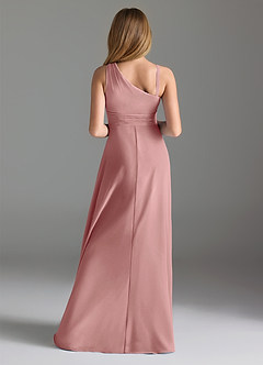 Azazie Dallas Junior A라인 주름진 쉬폰 플로어 길이 주니어 신부 들러리 드레스 image2