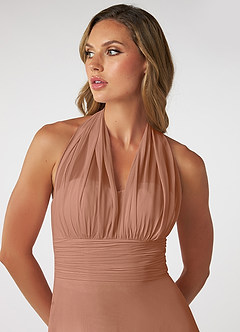 Azazie Fifi Robes de demoiselle d'honneur Robe Trapèze Convertible en Mousseline de soie Sans bretelle Bronze image11