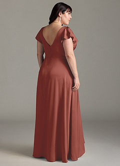 Azazie Omari Bridesmaid Dresses Auburn A-Line Stretch Satin Dress image8