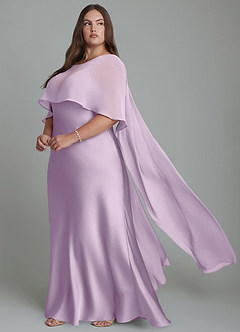 Azazie Stefania Brautjungfernkleider A-Linie Stretch-Satin Kleid Frostiges Flieder image10