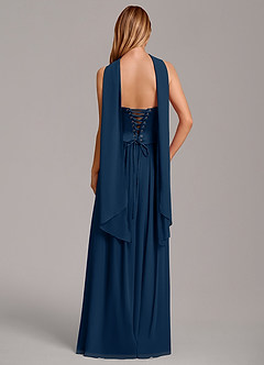 Azazie Cadence Bridesmaid Dresses Dark Navy A-Line Corset Stretch Satin Convertible Dress image4
