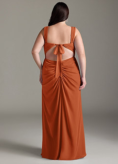 Azazie Jesaphine Vestidos de damas de honor Vestido de Naranja Quemada de Gasa de Corte Recto con Lazo image9