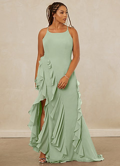Christian Siriano Bridal for Azazie 1006 Bridesmaid Dresses Dusty Sage Mermaid Ruched Chiffon Dress image10