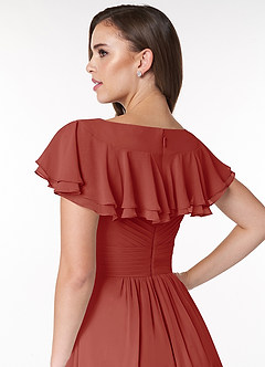 Azazie Hadley Final Sale A-Line Pleated Chiffon Knee-Length Dress image7