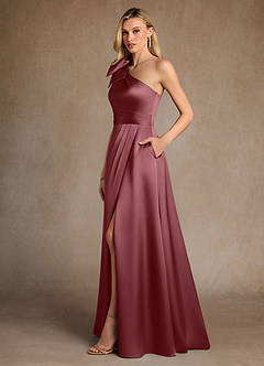 Azazie Easton Kleider für die Brautmutter A-Linie One-Shoulder Stretch-Satin Kleid Wüstenrose image2