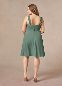 Azazie Olivia Mother of the Bride Dresses Eucalyptus A-Line Square Neckline Pleated Chiffon Dress image11