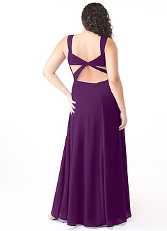 Azazie Nahrin Bridesmaid Dresses Grape A-Line V-Neck Pleated Chiffon Dress image8