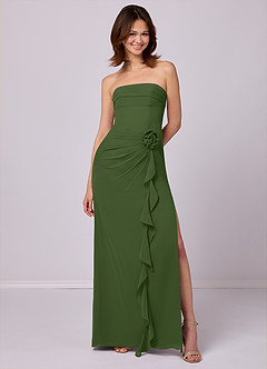 Barbie ♥ Azazie Bridesmaid Dresses Olive Sheath Strapless Chiffon Convertible Dress image1
