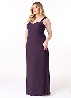 Azazie Denice Bridesmaid Dresses Plum Sheath Pleated Chiffon Dress image11