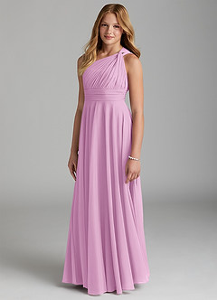 Azazie Charlize Junior A-Linie Gittergewebe Kleid Bonbonrosa image3