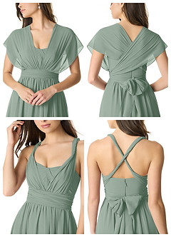 Azazie Olani Brautjungfernkleider Wandelbar A-Linie One-Shoulder Chiffon Kleid Silberner Salbei image6