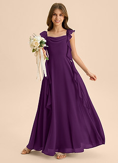 Azazie Carmin Junior Klä av A-Line i Chiffong Rynkad image5