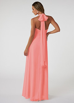 Azazie Fifi Robes de demoiselle d'honneur Robe Trapèze Convertible en Mousseline de soie Sans bretelle Corail image3
