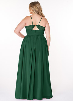 Azazie Cora Bridesmaid Dresses Dark Green A-Line Pleated Chiffon Dress image7