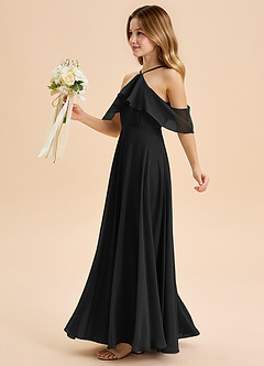 Azazie Tessabelle Junior Vestido de Negro de Gasa de Corte en A con Vestidos sin tirantes image3