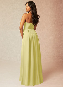 Azazie Kyedae Bridesmaid Dresses Lemon Sorbet A-Line V-Neck Pleated Chiffon Dress image4
