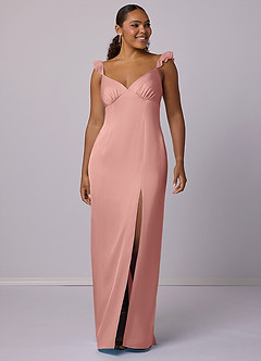 Barbie ♥ Azazie Bridesmaid Dresses Rosette Sheath Stretch Satin Dress image8