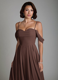 Azazie Loisa Brautjungfernkleider Wandelbar A-Linie Korsett Chiffon Kleid Ganache image3