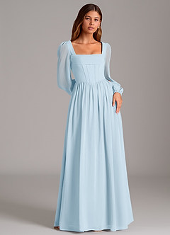 Azazie Maree Bridesmaid Dresses Sky Blue A-Line Corset Chiffon Dress image4