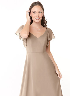 Azazie Syenna Bridesmaid Dresses Taupe A-Line Ruched Chiffon Dress image5