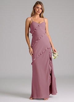 Azazie Nancie Bridesmaid Dresses Vintage Mauve Mermaid Ruched Chiffon Dress image4