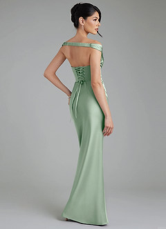 Azazie Stella At-home Try On Dresses Agave Sheath Corset Stretch Satin Convertible Dress image3