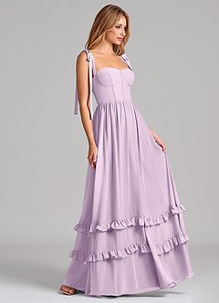 Azazie Anastacia Robes de demoiselle d'honneur Robe Trapèze en Mousseline de soie Encolure en Forme de Cœur Frostiges Flieder image3