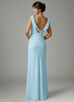 Azazie Kieryn Robes de demoiselle d'honneur Robe Sirène en Satin extensible Plissée Bleu Ciel image5