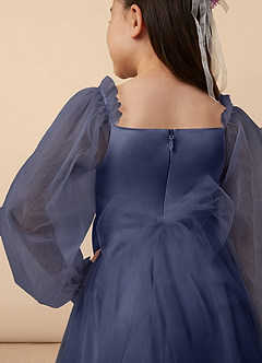 Azazie Aya Abiti da Ragazza di Fiori Abito A-Line in Tulle Con Maniche Stormy image5