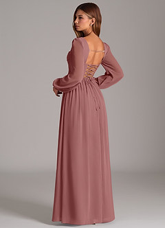 Azazie Hattie Bridesmaid Dresses Desert Rose A-Line Corset Chiffon Dress image2